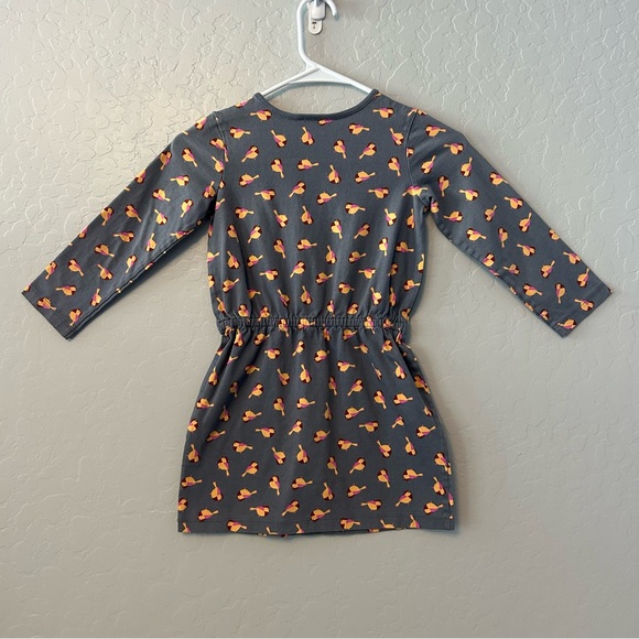 Hanna Andersson Antwerp gray bird print long sleeve dress size 110 US 5 - Picture 9 of 16